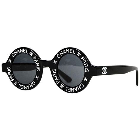 black and white chanel glasses|Chanel black round sunglasses.